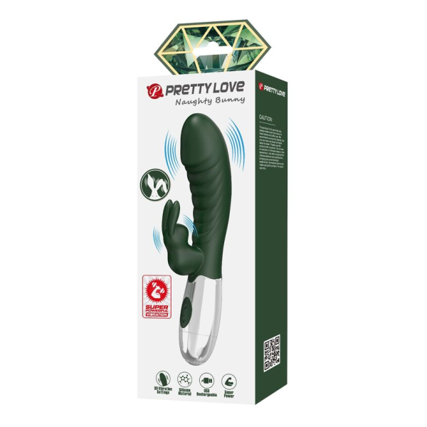 PRETTY LOVE - NAUGHTY BUNNY KANINCHEN-VIBRATOR MIT 30 FUNKTIONEN, USB-AUFLADBAR, GRÜN