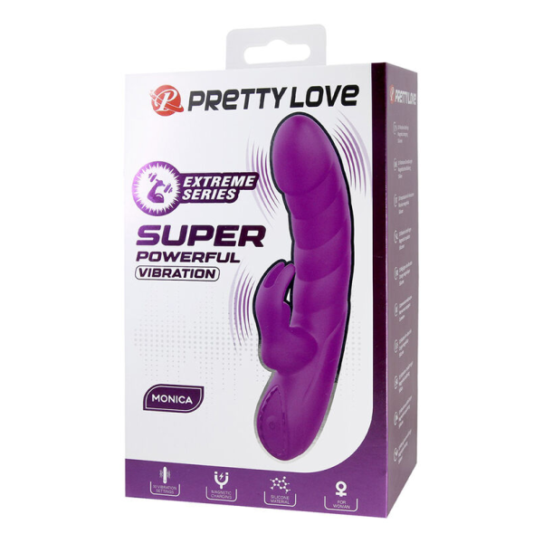 PRETTY LOVE - MONICA VIBRATORE RICARICABILE A DOPPIA STIMOLAZIONE DEL PUNTO G E DEL CLITORIDE, VIOLA