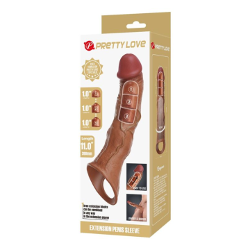 PRETTY LOVE - MANCHON D'EXTENSION PÉNIENNE AJUSTABLE 28 CM Ø 4,5 CM MARRON