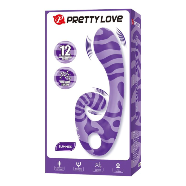 PRETTY LOVE - SUMMER DOPPEL-VIBRATOR MIT GRIFF 19 CM Ø 3,5 CM LILA