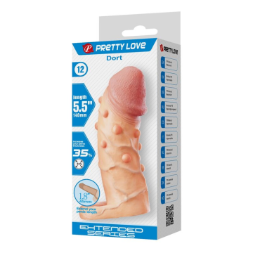 PRETTY LOVE - MANCHON D'EXTENSION PÉNIENNE DORT 14 CM Ø 4 CM NATUREL