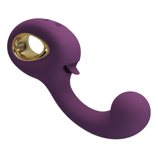 PRETTY LOVE - BRYNNLEE VIBRATORE RICARICABILE CON STIMOLATORE ORALE, 10 VIBRAZIONI E 5 FUNZIONI DI LECCATA, VIOLA