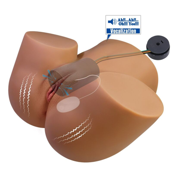 CRAZY BULL - MASTURBATORE FEMMINILE REALISTICO A DOPPIO INGRESSO CON VIBRAZIONE E ASPIRAZIONE, COLORE NATURALE