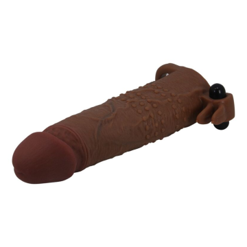 PRETTY LOVE - MANICOTTO VIBRANTE PER PENE QUILLON 20 CM Ø 4 CM MARRONE