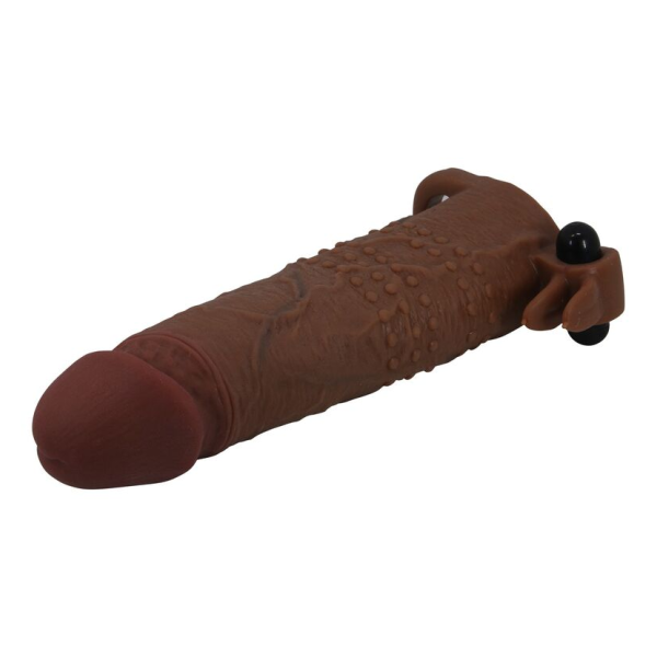 PRETTY LOVE - QUILLON VIBRATING PENIS SLEEVE 20 CM Ø 4 CM BROWN