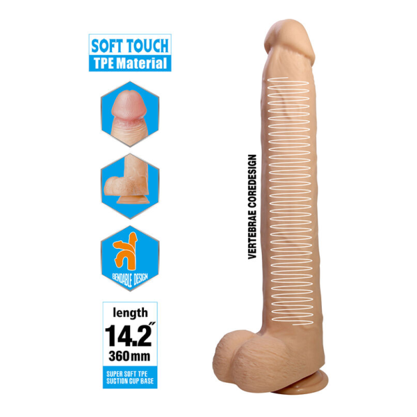 PRETTY LOVE - DANY GODEMICHET RÉALISTE FLEXIBLE AVEC VENTOUSE 36 CM -Ø- 5,6 CM