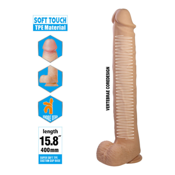 PRETTY LOVE - PAT FLEXIBLE REALISTIC DILDO WITH SUCTION CUP FLESH 40 CM -Ø- 6 CM