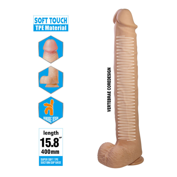 PRETTY LOVE - PAT FLEXIBLER REALISTISCHER DILDO MIT SAUGNAPF 40 CM -Ø- 6 CM