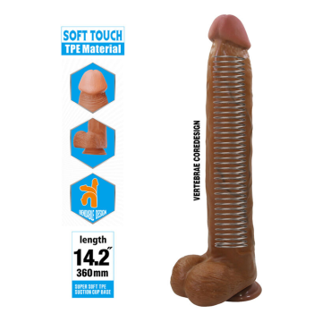 PRETTY LOVE - DANY REALISTISCHER FLEXIBLER DILDO MIT SAUGNAPF 36 CM -Ø- 5,6 CM BRAUN