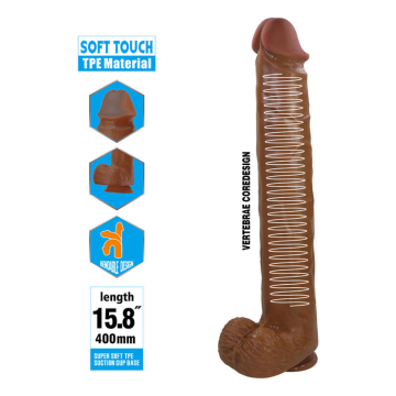 PRETTY LOVE - PAT REALISTISCHER FLEXIBLER DILDO MIT SAUGNAPF 40 CM -Ø- 6 CM BRAUN