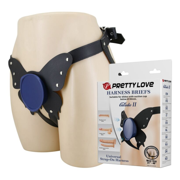 PRETTY LOVE - SLIP UNIVERSALI CON IMBRACATURA STRAP-ON NERI E BLU