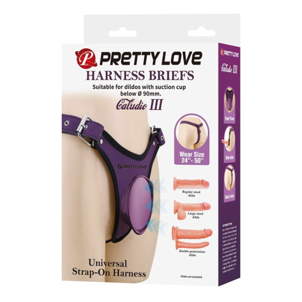 PRETTY LOVE - UNIVERSAL STRAP-ON HARNESS BRIEFS PURPLE AND BLACK