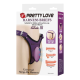 PRETTY LOVE - SLIP UNIVERSALI CON IMBRACATURA STRAP-ON VIOLA E NERO