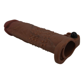 PRETTY LOVE - MANICOTTO VIBRANTE PER PENE QUILLON 20 CM Ø 4 CM MARRONE