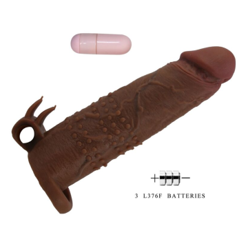 PRETTY LOVE - MANICOTTO VIBRANTE PER PENE QUILLON 20 CM Ø 4 CM MARRONE