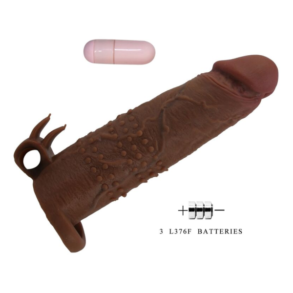 PRETTY LOVE - MANICOTTO VIBRANTE PER PENE QUILLON 20 CM Ø 4 CM MARRONE