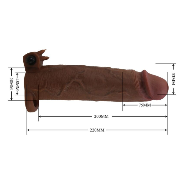 PRETTY LOVE - XERXES VIBRATING PENIS SLEEVE 22 CM Ø 4.5 CM BROWN