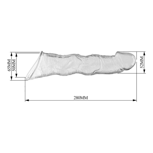 PRETTY LOVE - ADJUSTABLE PENIS EXTENSION SLEEVE 28 CM Ø 4.5 CM TRANSPARENT