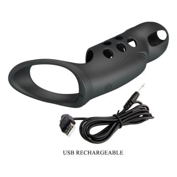 PRETTY LOVE - CRAIG RECHARGEABLE VIBRATING PENIS RING BLACK