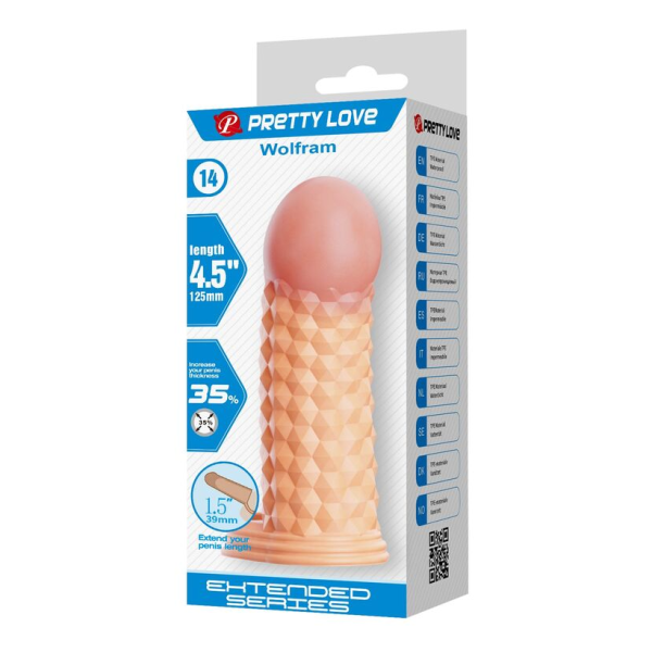 PRETTY LOVE - MANCHON D'EXTENSION PÉNIENNE WOLFRAM 11,5 CM Ø 3,8 CM NATUREL