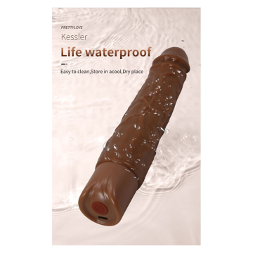 PRETTY LOVE - KESSLER DILDO VIBRANTE REALISTICO CON 10 MODALITÀ DI VIBRAZIONE E 10 ROTAZIONI, 22 CM, MARRONE