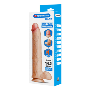 PRETTY LOVE - DANY FLEXIBLER REALISTISCHER DILDO MIT SAUGNAPF 36 CM -Ø- 5,6 CM