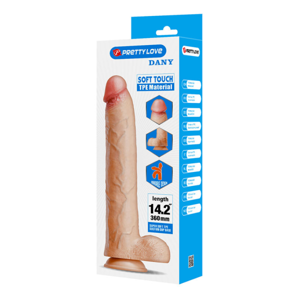 PRETTY LOVE - DANY DILDO FLESSIBILE E REALISTICO CON VENTOSA 36 CM -Ø- 5.6 CM