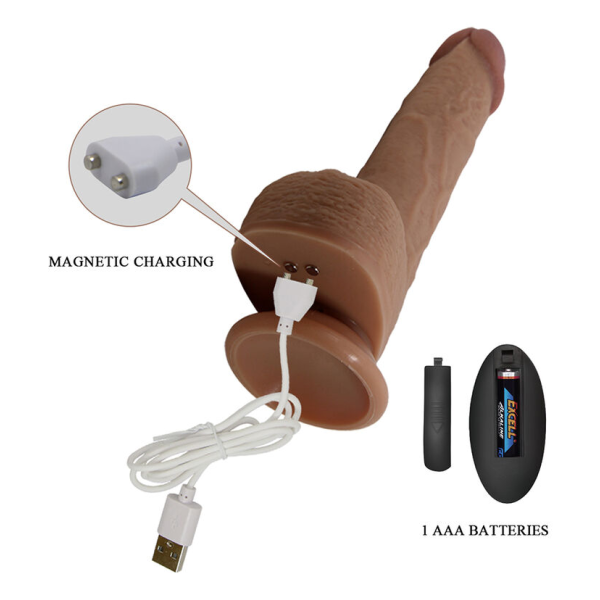 PRETTY LOVE - TOMMY VIBRATORE REALISTICO CON SPINTA E TELECOMANDO, MARRONE SCURO