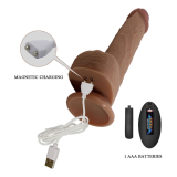 PRETTY LOVE - TOMMY VIBRATEUR À POUSSÉE RÉALISTE AVEC TÉLÉCOMMANDE MARRON FONCÉ