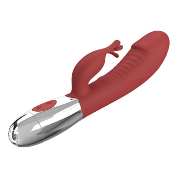 PRETTY LOVE – ROSENHOLZ-HASE-VIBRATOR MIT 30 FUNKTIONEN, USB-AUFLADBAR, ROT