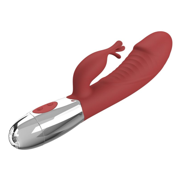 PRETTY LOVE - VIBRATORE A FORMA DI CONIGLIO IN PALISSANDRO, 30 FUNZIONI, RICARICABILE TRAMITE USB, ROSSO