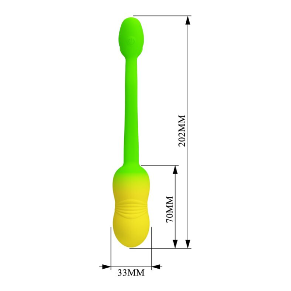 PRETTY LOVE - Å'UF VIBRANT CONTRÃ”LABLE PAR APPLICATION PULSEN 12 FONCTIONS RECHARGEABLE PAR USB VERT-JAUNE