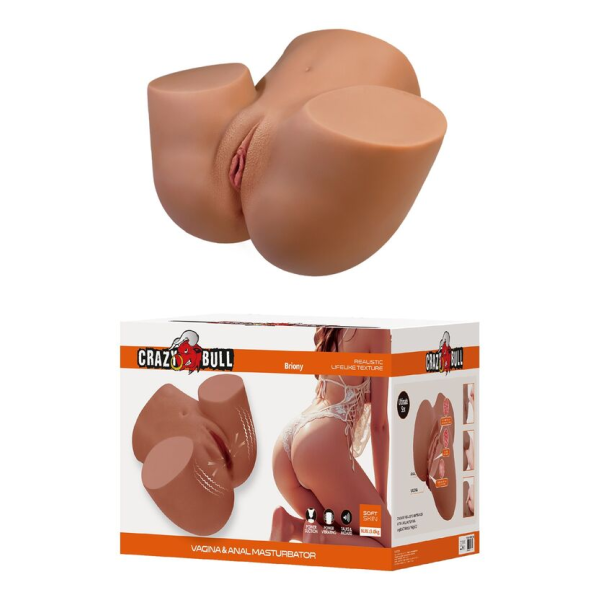 CRAZY BULL - MASTURBATORE FEMMINILE REALISTICO A DOPPIO INGRESSO CON VIBRAZIONE E ASPIRAZIONE, COLORE NATURALE