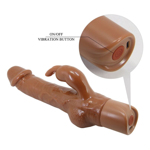 PRETTY LOVE - ELLISON REALISTIC RABBIT VIBRATOR 22.6 CM Ø 4.2 CM BROWN