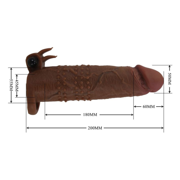 PRETTY LOVE - MANCHON VIBRANT POUR PÉNIS QUILLON 20 CM Ø 4 CM MARRON