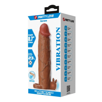 PRETTY LOVE - XERXES VIBRATING PENIS SLEEVE 22 CM Ø 4.5 CM BROWN