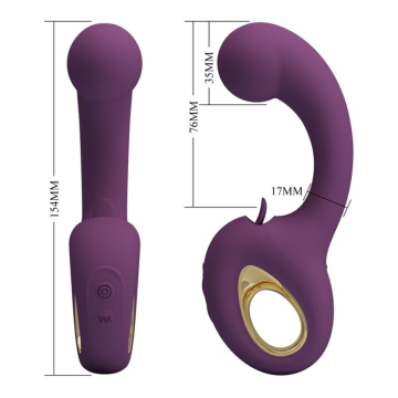 PRETTY LOVE - BRYNNLEE VIBRATORE RICARICABILE CON STIMOLATORE ORALE, 10 VIBRAZIONI E 5 FUNZIONI DI LECCATA, VIOLA
