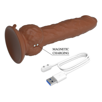 PRETTY LOVE - EREN THRUSTING VIBRATING DILDO 20.5 CM Ø 4.5 CM BROWN