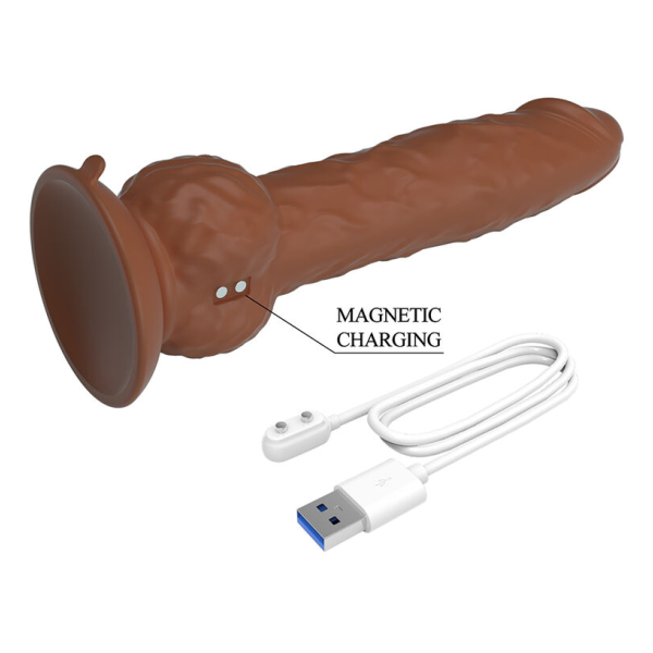 PRETTY LOVE - EREN THRUSTING VIBRATING DILDO 20.5 CM Ø 4.5 CM BROWN