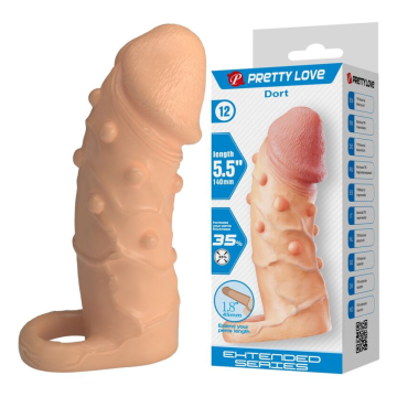 PRETTY LOVE - MANICOTTO DI ESTENSIONE DEL PENE DORT 14 CM Ø 4 CM NATURALE