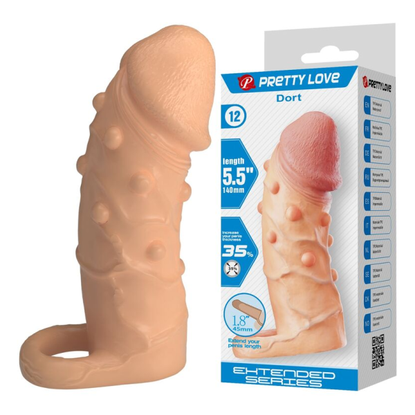 PRETTY LOVE - MANICOTTO DI ESTENSIONE DEL PENE DORT 14 CM Ø 4 CM NATURALE