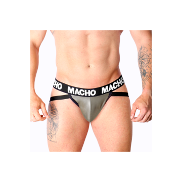 MACHO - MX27GR JOCK IN PELLE GRIGIO BEIGE XL - MACHO UNDERWEAR - /pro…