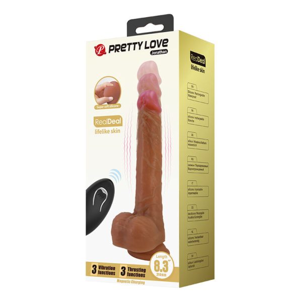 PRETTY LOVE - JONATHAN REALISTIC THRUSTING VIBRATOR WITH REMOTE CONTROL BROWN