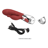 PRETTY LOVE - VIBRATORE A FORMA DI CONIGLIO IN PALISSANDRO, 30 FUNZIONI, RICARICABILE TRAMITE USB, ROSSO