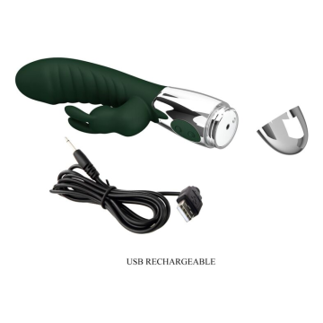 PRETTY LOVE - VIBRATEUR LAPIN COQUIN 30 FONCTIONS RECHARGEABLE USB VERT