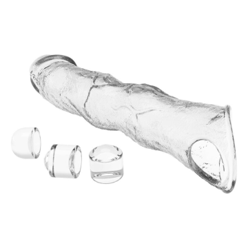 PRETTY LOVE - MANICOTTO REGOLABILE PER L'ESTENSIONE DEL PENE 28 CM Ø 4,5 CM TRASPARENTE