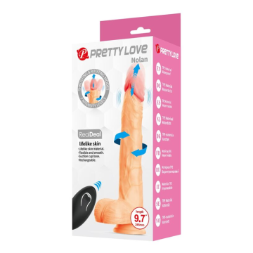 PRETTY LOVE - NOLAN THRUSTING & ROTATING VIBRATING DILDO REMOTE CONTROL 24.5 CM Ø 5 CM NATURAL