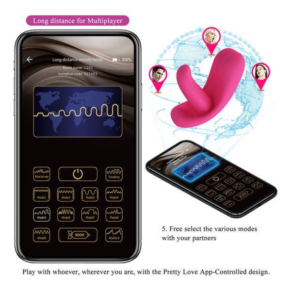 PRETTY LOVE - HAZELYNN 12 FUNCTION APP CONTROL MASSAGER PINK