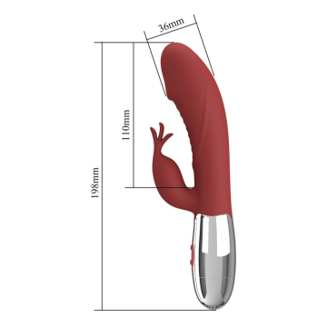 PRETTY LOVE - VIBRATORE A FORMA DI CONIGLIO IN PALISSANDRO, 30 FUNZIONI, RICARICABILE TRAMITE USB, ROSSO