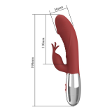 PRETTY LOVE - ROSEWOOD RABBIT VIBRATOR 30 FUNCTIONS USB RECHARGEABLE RED